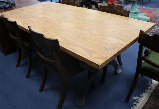 A table with wrought iron legs